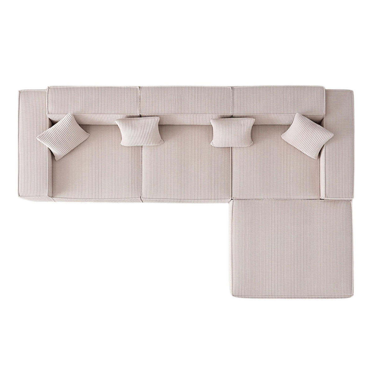 ECKSOFA cordstoff 279 cm flexibles design - Beige, Textil (279/165cm) - Urban Meuble
