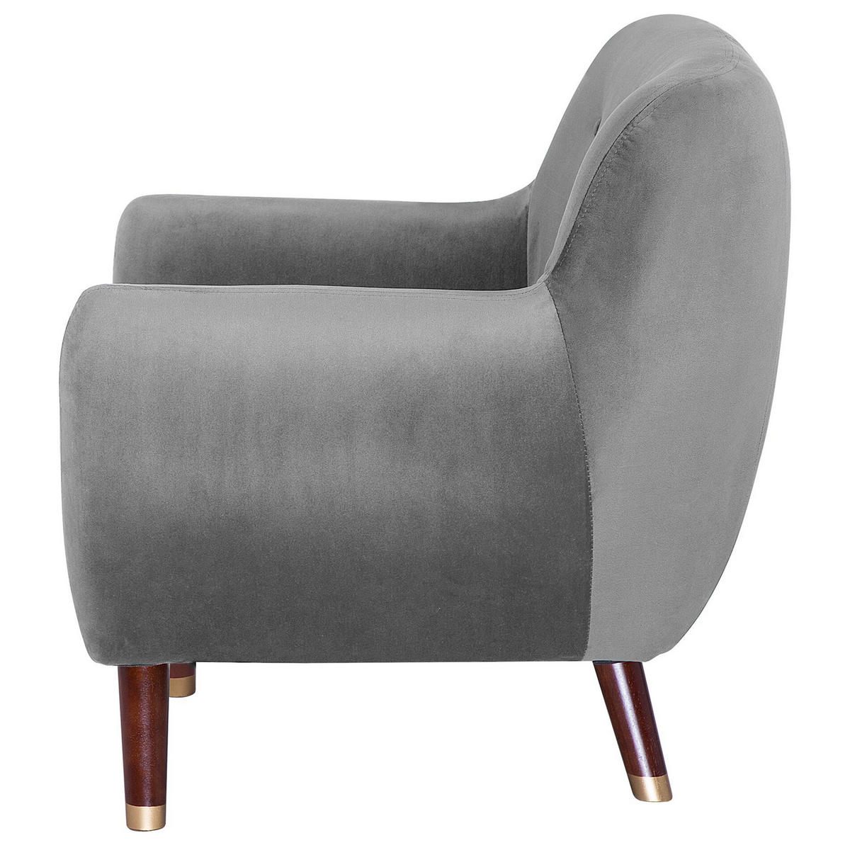 SESSEL Samtstoff grau Bodo - Dunkelbraun/Goldfarben, Textil (80/84/81cm) - Beliani