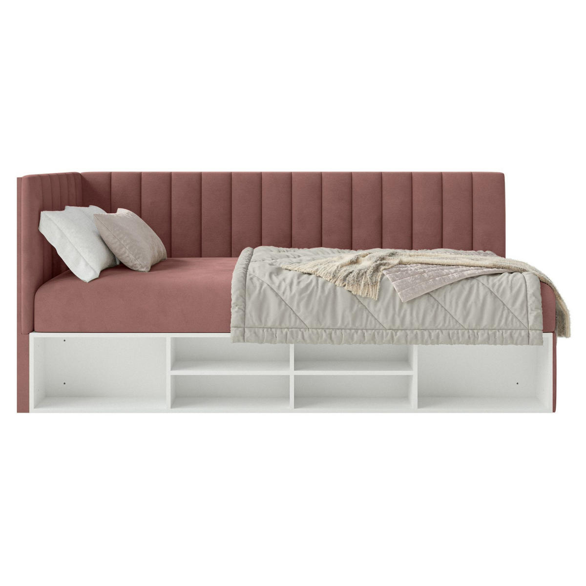 JUGENDBETT Ventrio Rosa Easy-Clean-Samtbezug 90x200 cm - Pink, Kunststoff/Textil (90/200cm) - Selsey