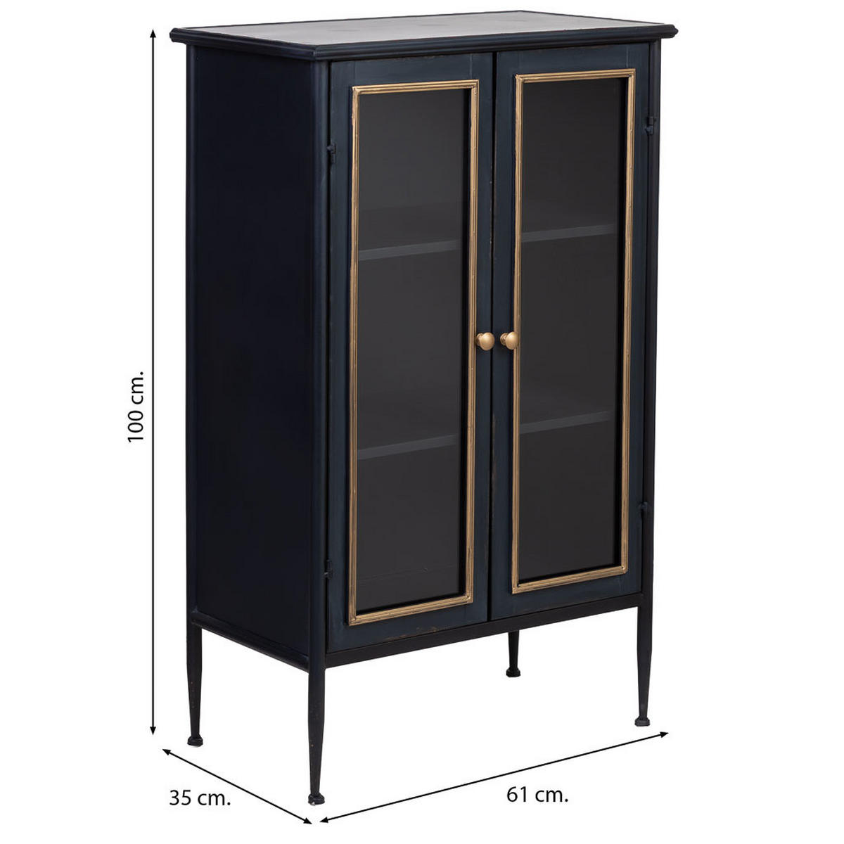 VITRINE 61x35x100h cm - Schwarz, Holz (61/100/35cm) - Wanderlust