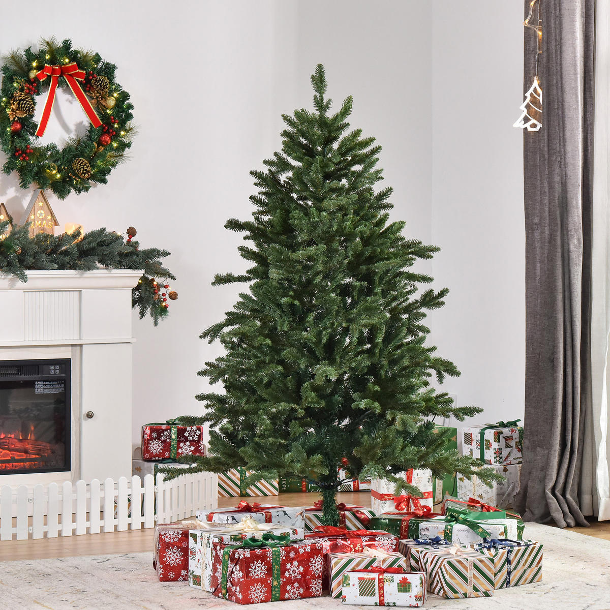 KÜNSTLICHER Weihnachtsbaum Tannenbaum zusammenklappbar und abnehmbar Grün - Grün, Kunststoff (150cm) - HOMCOM