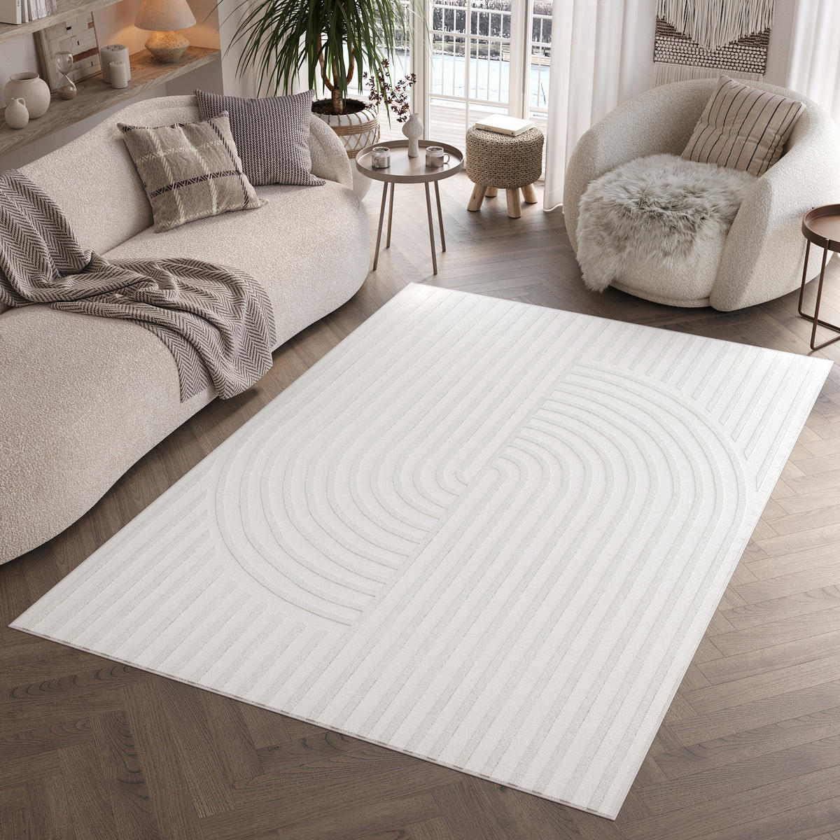 TEPPICH HYGGE Weiß 120/170 cm - Weiß, Kunststoff (120/170cm) - Tapiso