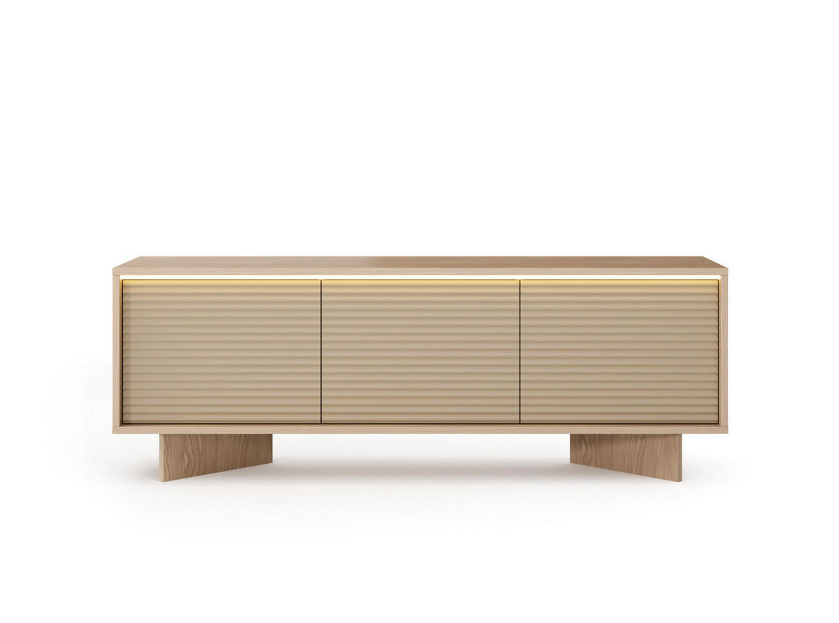 TV-BOARD TORSANO (Bolivar Natur/Cappuccino, 3 Türen, LED-Beleuchtung, Push-to-Open) - Eichefarben/Beige, Holz/Holzwerkstoff (154/54/40cm) - Ravio