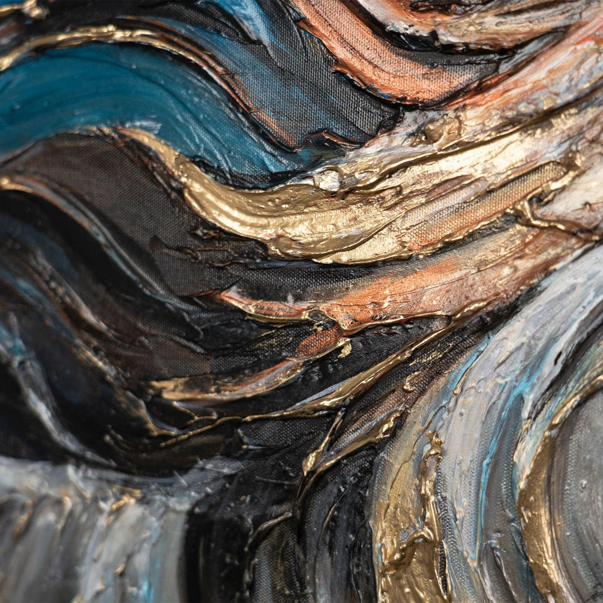 GEMÄLDE Dynastie der Stärke Schattenfugenrahmen Schwarz-Gold 140x100 cm - Schwarz Hochglanz, Holz (140/100cm) - YS-art gallery