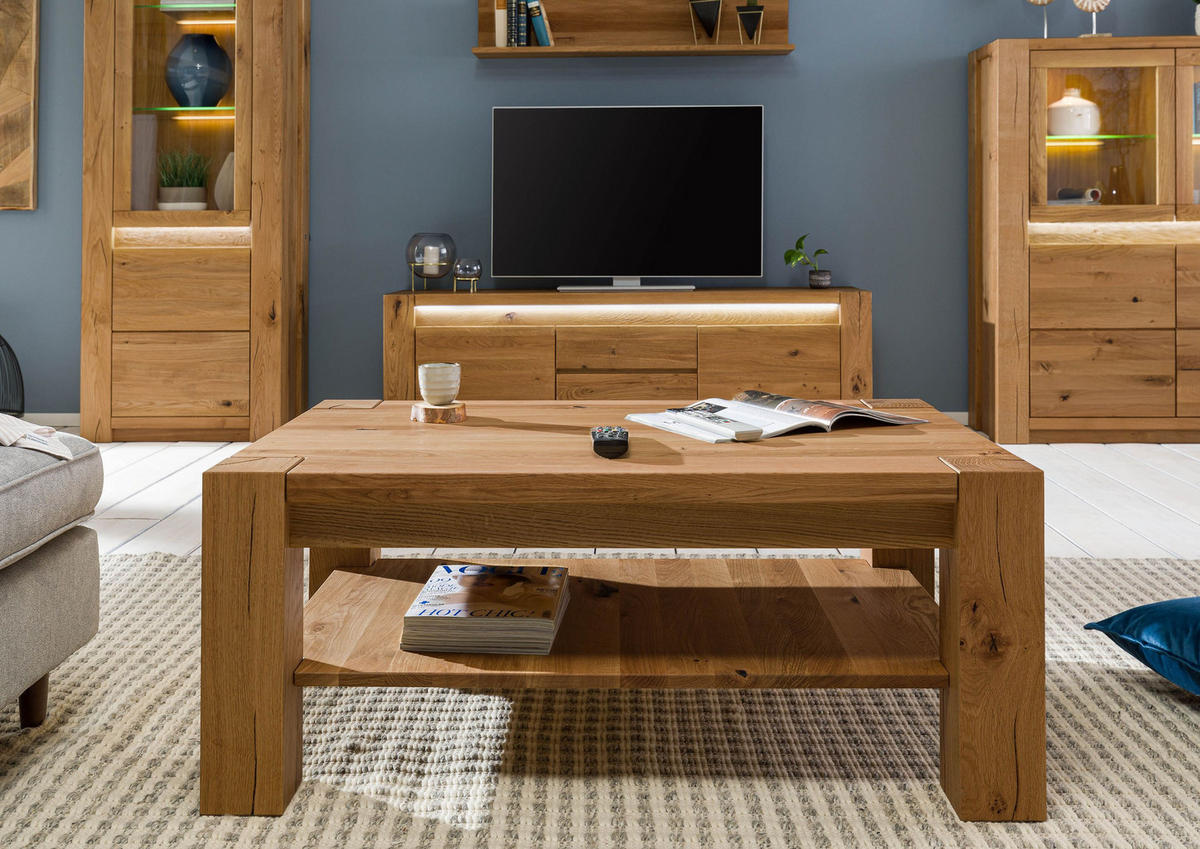 COUCHTISCH Wildeiche 110x70x45 braun geölt KENT #315 - Braun, Holz (110/70/45cm) - Massivmoebel24