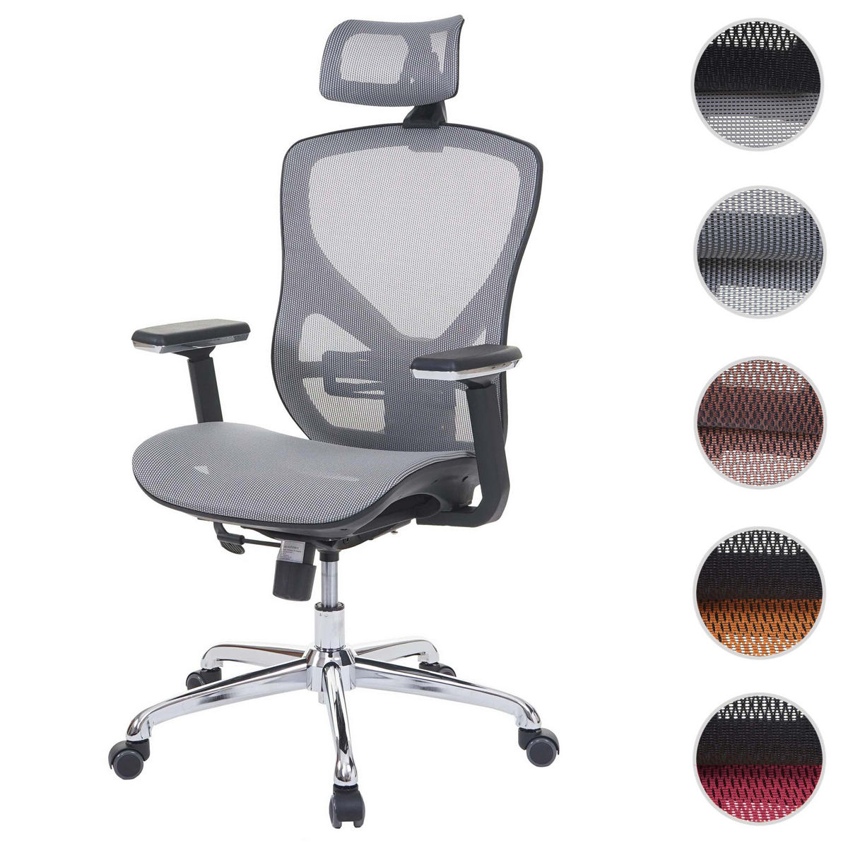 BÜROSTUHL Grau, Grau - Grau, Textil (63/126/60cm) - MCW
