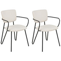 JÍDELNÍ ŽIDLE sada 2 ks čalounění Bílá Elko - bílá, kov/textil (53/80/54cm) - Beliani