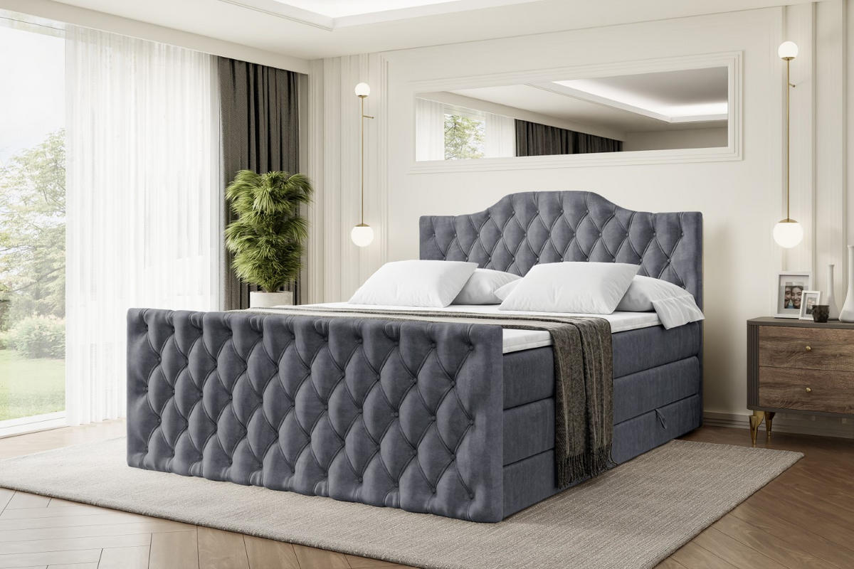 BOXSPRINGBETT VILA-1-Z KING - 160x200 - H3/H4 - Dunkelgrau - Dunkelgrau, Holzwerkstoff (160/200cm) - ALTDECOR