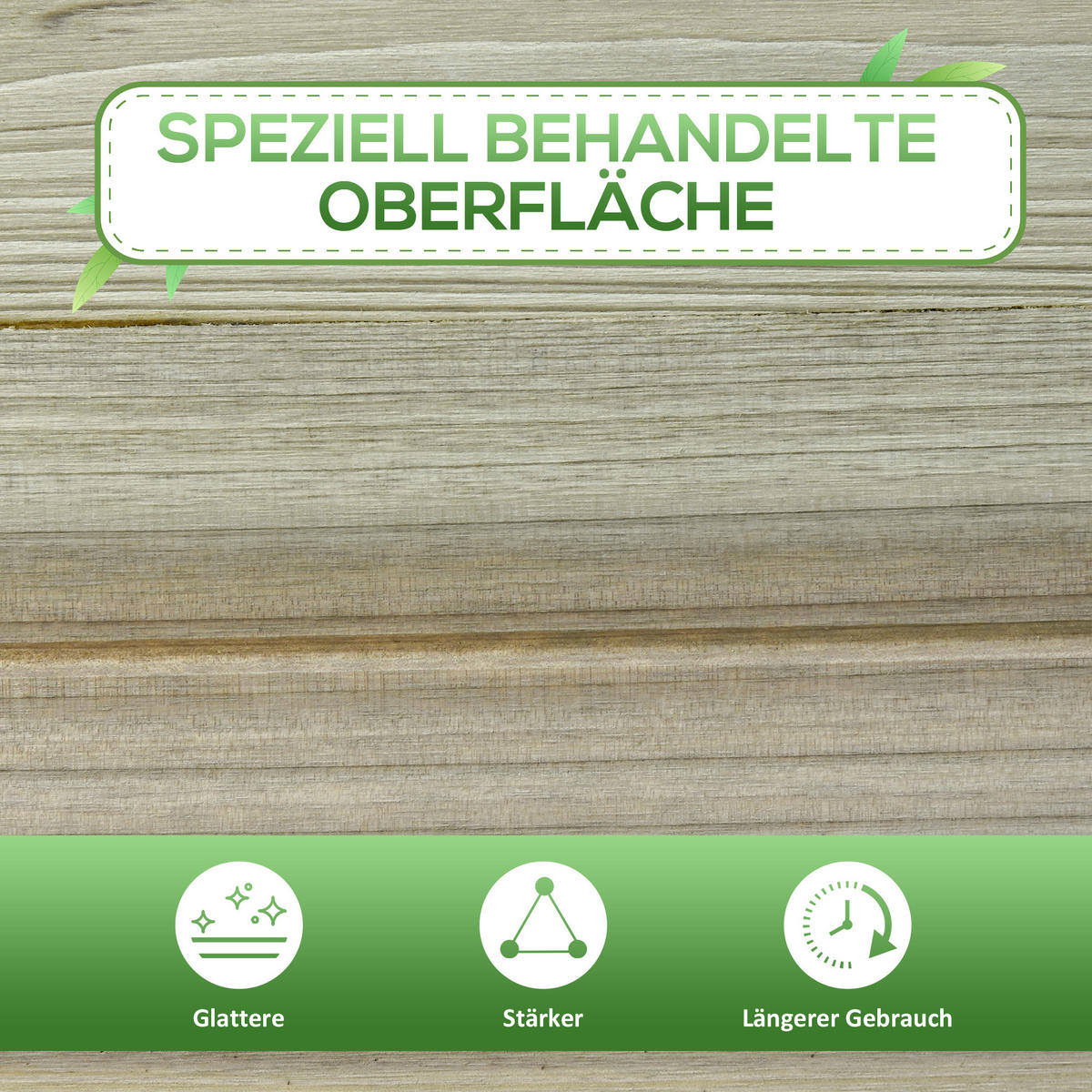 HOCHBEET mit Ablage - Grün, Holz (51/76/91cm) - Outsunny