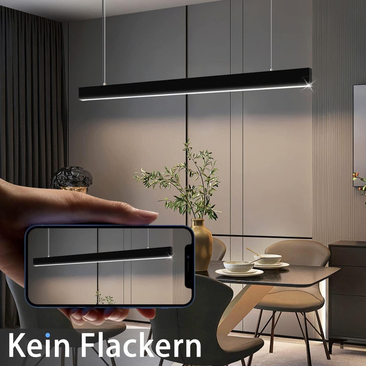 LED závěsné světlo Revord 106,5/7,5/3,3 cm - černá, kov (106.5/7.5/3.3cm) - Nettlife