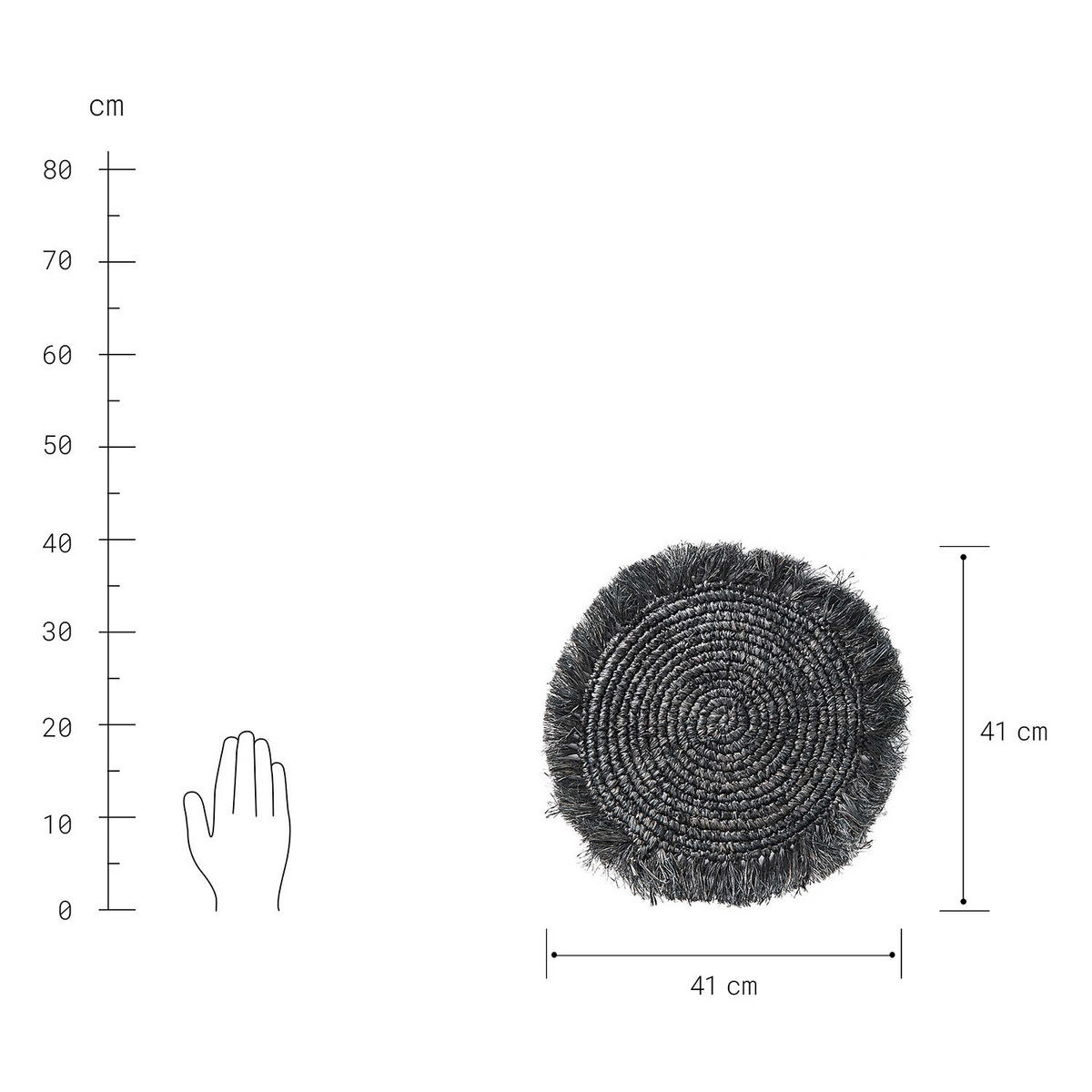 TISCHSET Raffia - Schwarz, Naturmaterialien (41/41cm) - BUTLERS