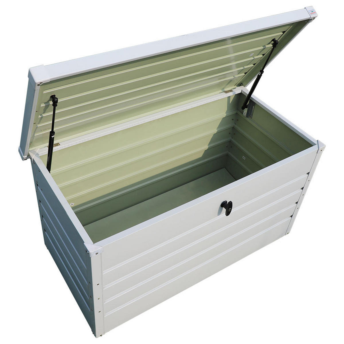 GARTENBOX Auflagenbox Kissenbox mit Schloss für Werkzeuge aus Metall in Anthrazit in AußenGarten abschließbar 60 x 114 x 53 cm 20 kg - Weiß, Metall (60/53/114cm) - Livingandhome