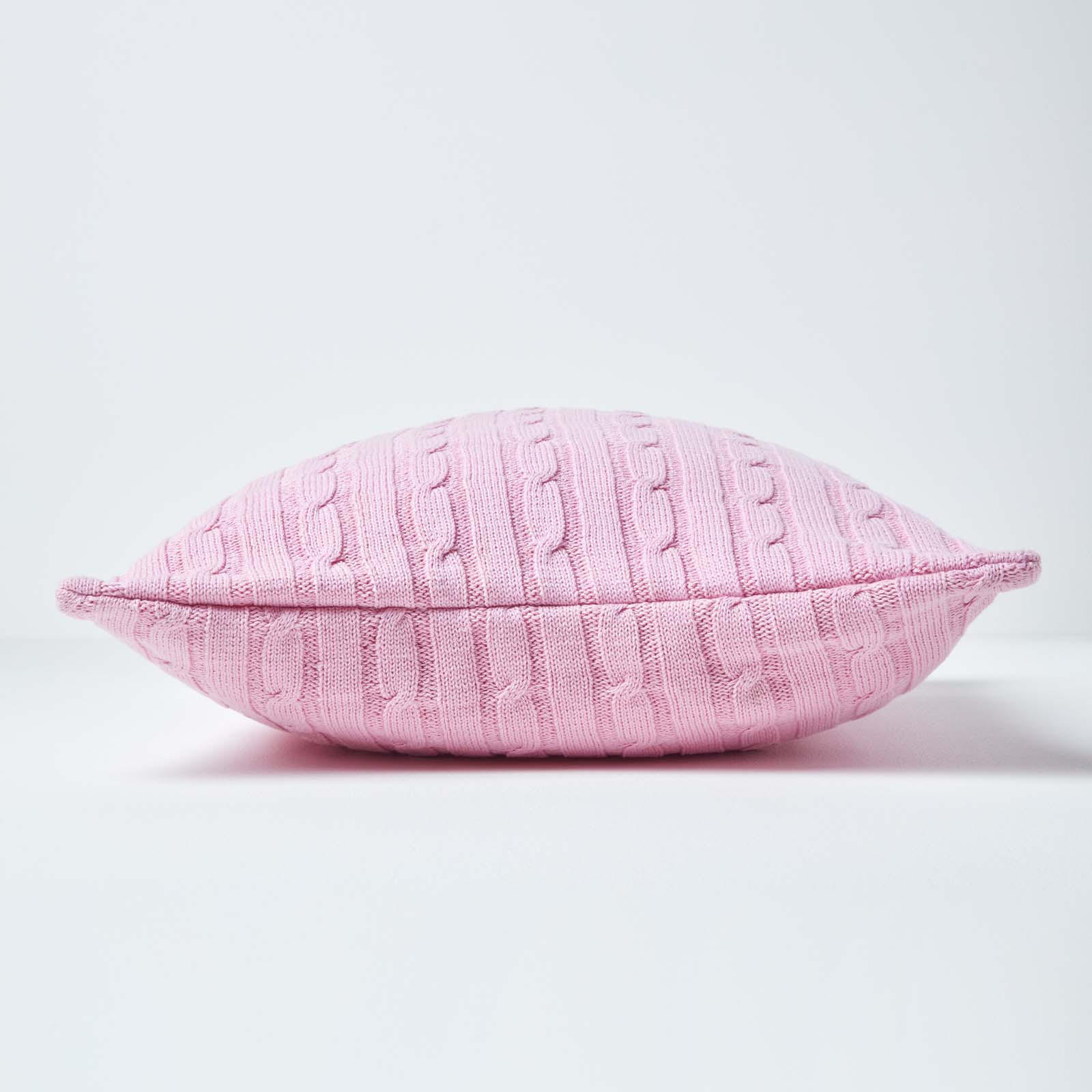 KISSENHÜLLE Zopfmuster 45/45 cm - Rosa, Textil (45/45cm) - Homescapes