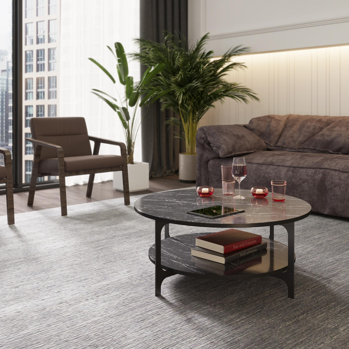 COUCHTISCH Versy Bendire Schwarz - Schwarz, Holzwerkstoff (90/90/36.8cm) - Decorotika