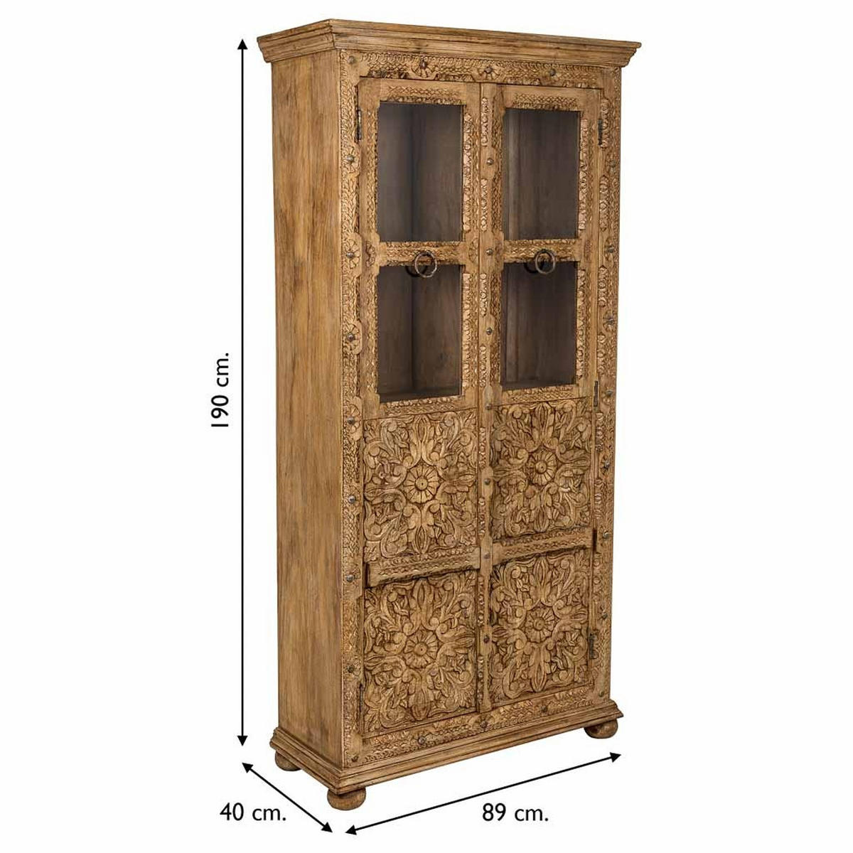 VITRINE aus Holz und Glas, braun, 89x40x190cm - Braun, Holz (89/190/40cm) - Wanderlust