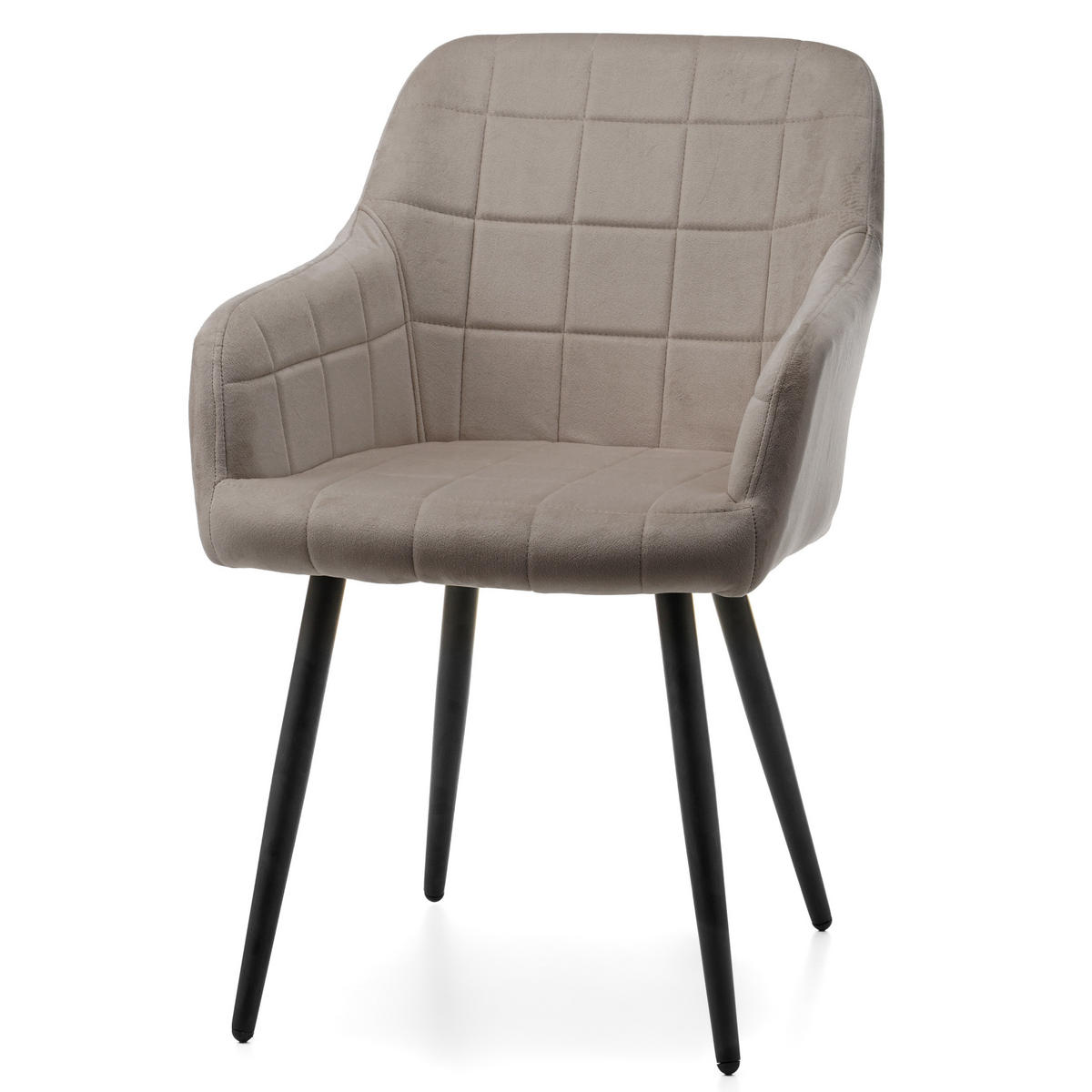 STUHL ORTE gepolstert mit Steppung - dunkelbeige - Samt Velours - Beige/Goldfarben, Textil/Metall (56/85/62cm) - NEW HOME