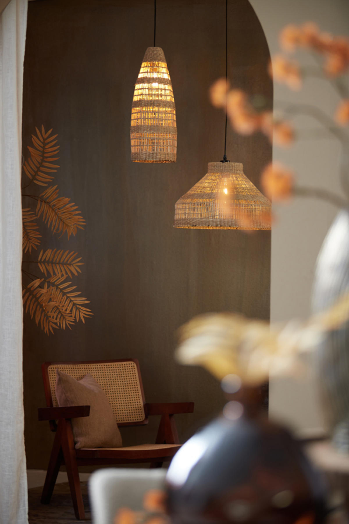 HÄNGELAMPE Latika Braun Ø20/52 cm - Braun, Holz (20/20/52cm) - Light & Living