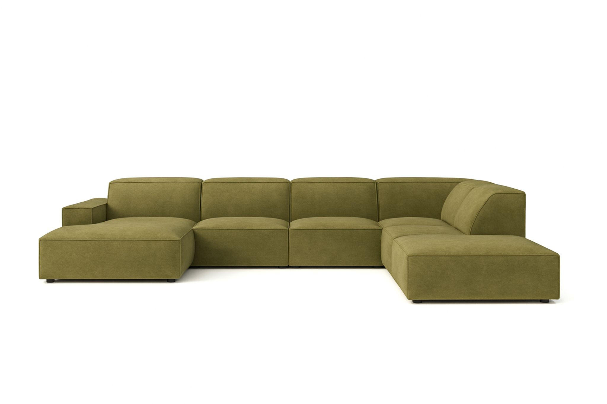 ECKSOFA Cursal V, Stoff Salvador, Olive, Rechts - Olivgrün, Holz (364/262cm) - Kaiser Möbel