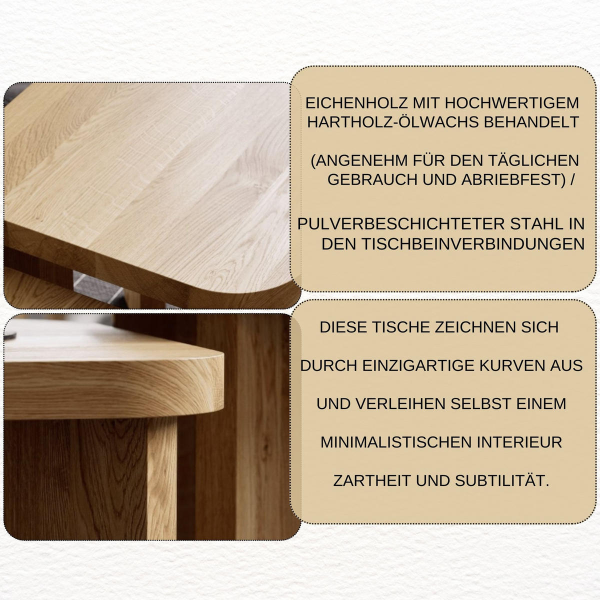 COUCHTISCH Eichenholz vollmassiv quadratisch Naturbelassenen 50/50/37 - Naturfarben, Holz (50/50/37cm)