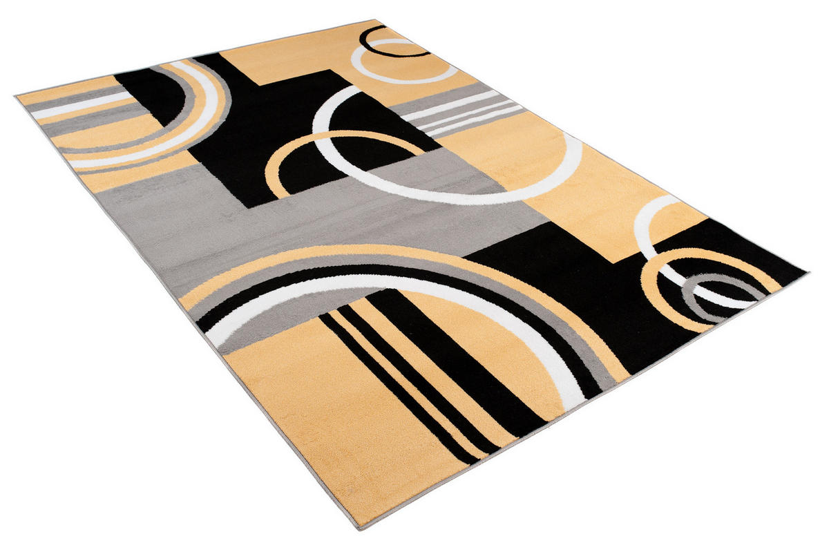 TEPPICH MAYA Gelb Geometrisch Kreise Vierecke 200/300 cm - Gelb, Textil (200/300cm) - Tapiso