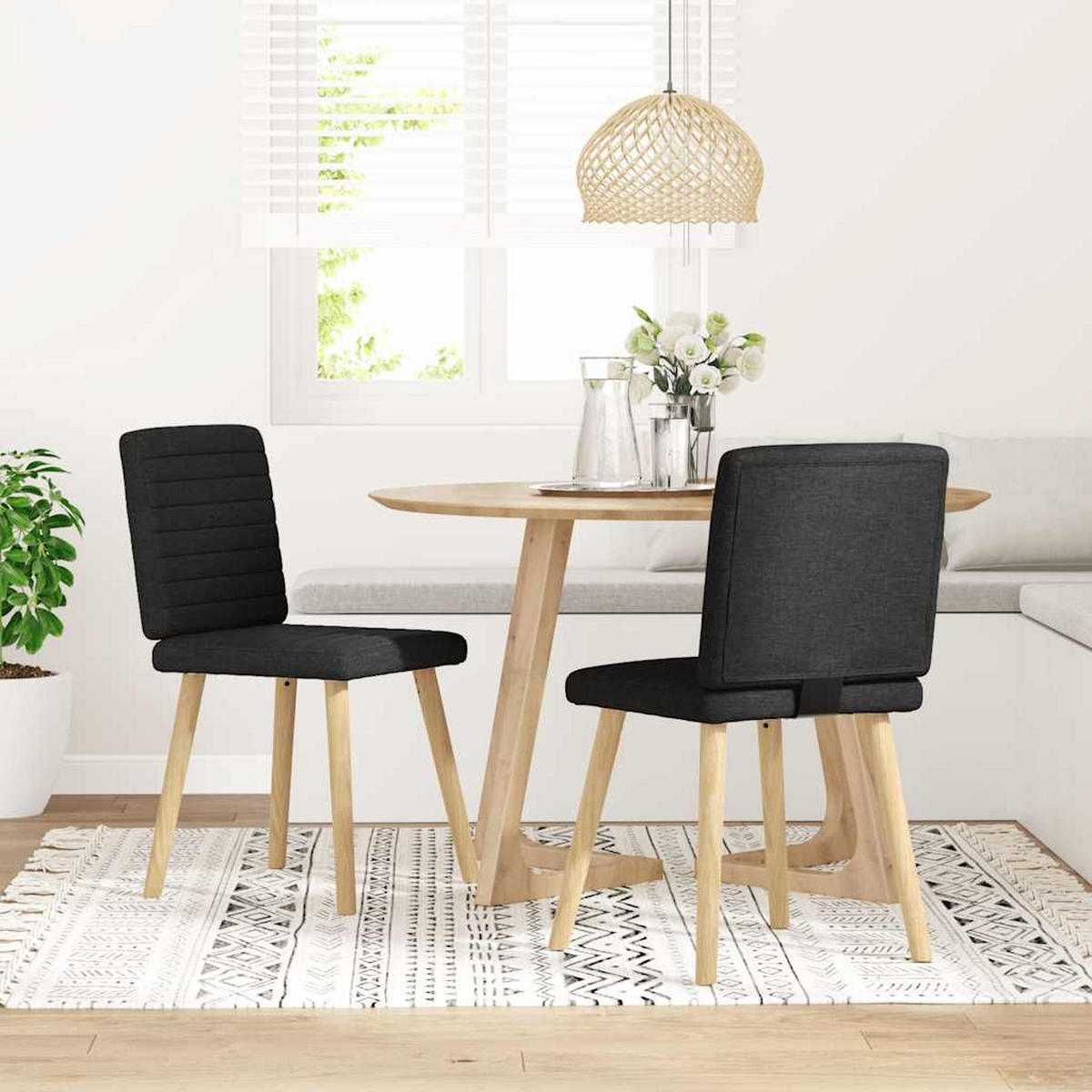 ESSZIMMERSTÜHLE 2 Stk. Schwarz Stoff 45*54*86cm - Schwarz, Metall (45/86/54cm) - ZMH