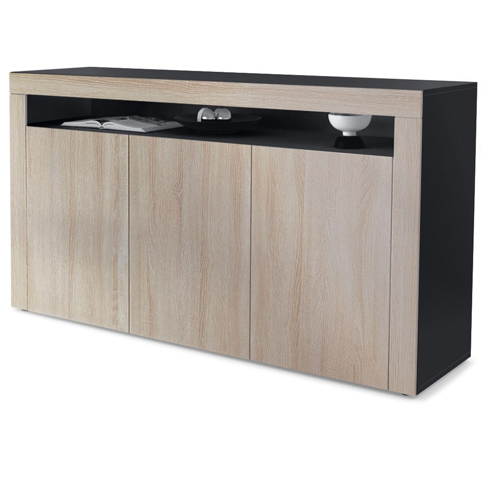 SIDEBOARD Valencia Eiche sägerau / Eiche sägerau - Eiche San Remo, Holzwerkstoff (155/92/40cm) - Vladon