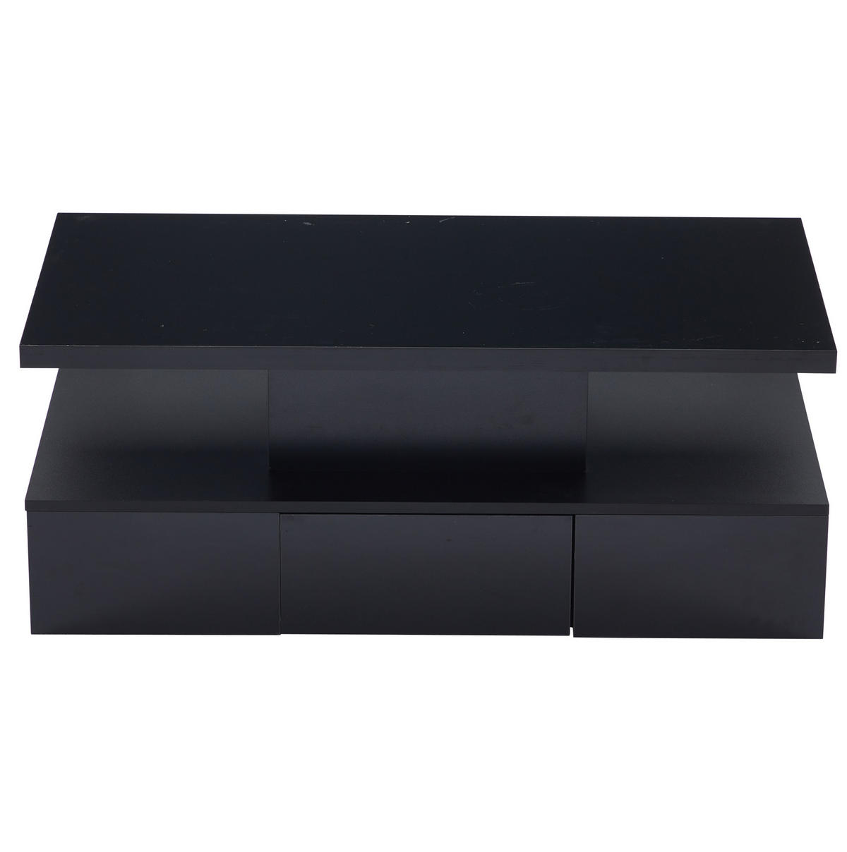 COUCHTISCH 100/50/39 cm mit LED-Beleuchtung, Hochglanz und 1 Schublade - Schwarz, Holzwerkstoff (100/50/39cm) - Flora Grace