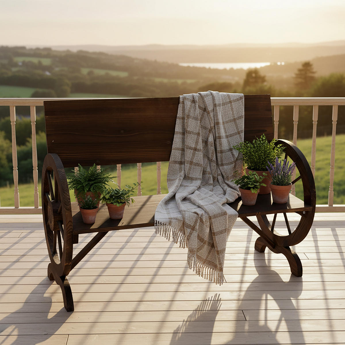 GARTENBANK - Dunkelbraun, Holz (58/80/114cm) - Relaxdays