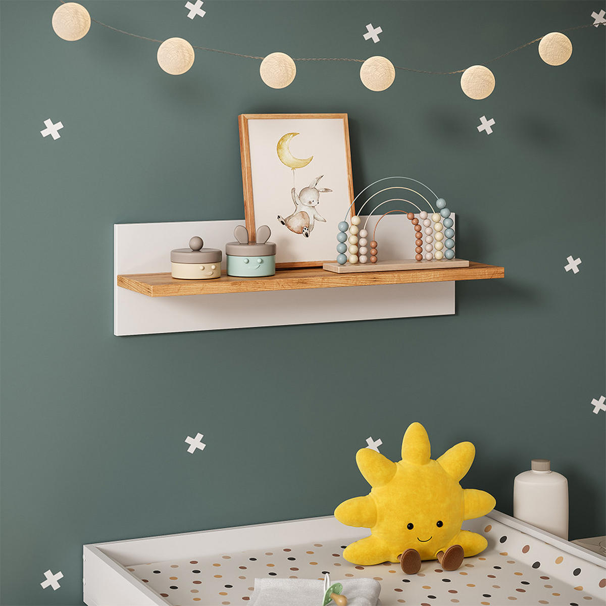 WANDREGAL KINDERZIMMER Malia Weiß/Artisan 70 x 20 cm - Weiß, Holzwerkstoff (70/20/20cm) - VitaliSpa