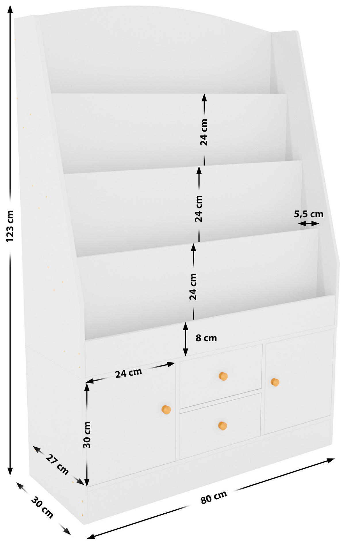 BÜCHERREGAL Holz weiß - Weiß, Holz (80/123/30cm) - CLP