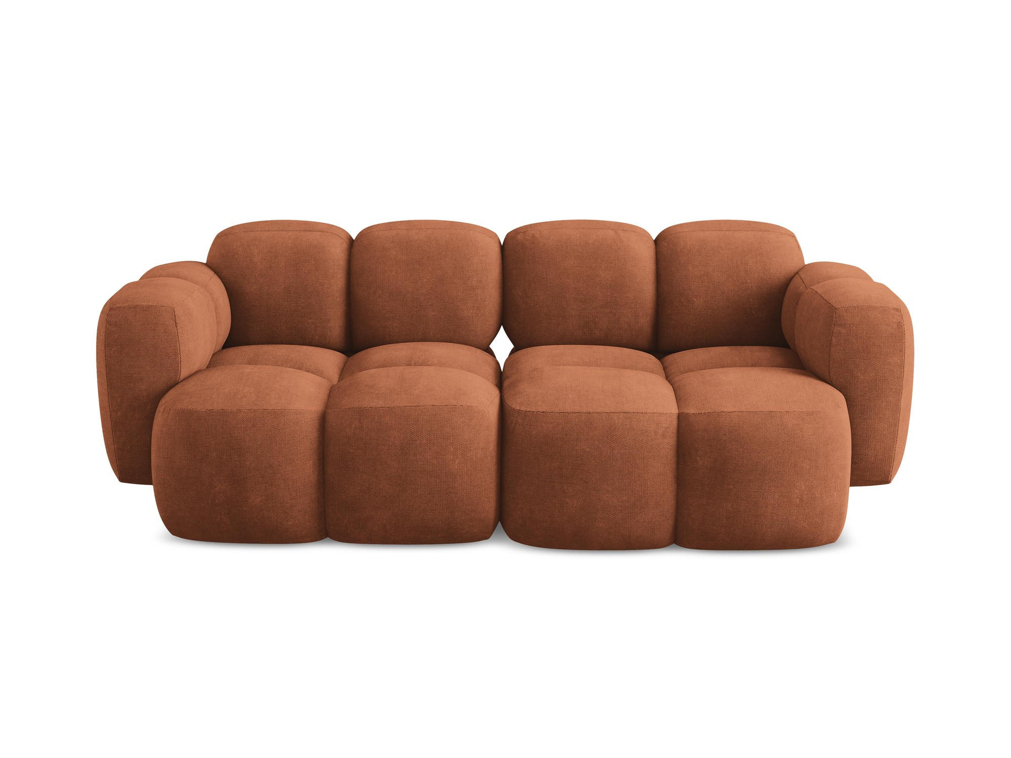 2-SITZER SOFA Chenille Stoff Orange - Terra cotta/Schwarz, Holzwerkstoff/Kunststoff (210/72/115cm) - Makamii