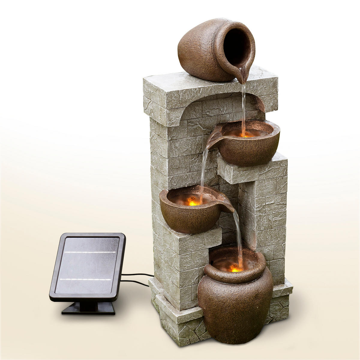 SOLAR-GARTENBRUNNEN 72.4cm - Braun, Kunststoff (31/26.2/72.4cm) - Teamson Home