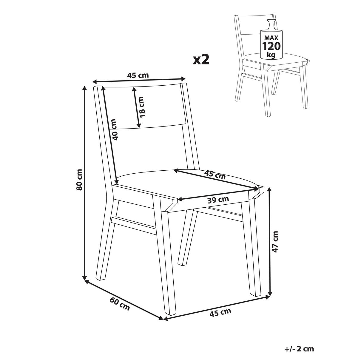 ESSZIMMERSTUHL 2er-Set Hellbeige Enola - Beige/Braun, Holz (45/80/60cm) - Beliani