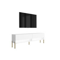 TV-LOWBOARD 170 cm Mattweiß, gerade goldene Beine, weiße LED, 170 × 32 × 52 cm - Weiß, Holzwerkstoff (170/52/32cm) - 3XE LIVING