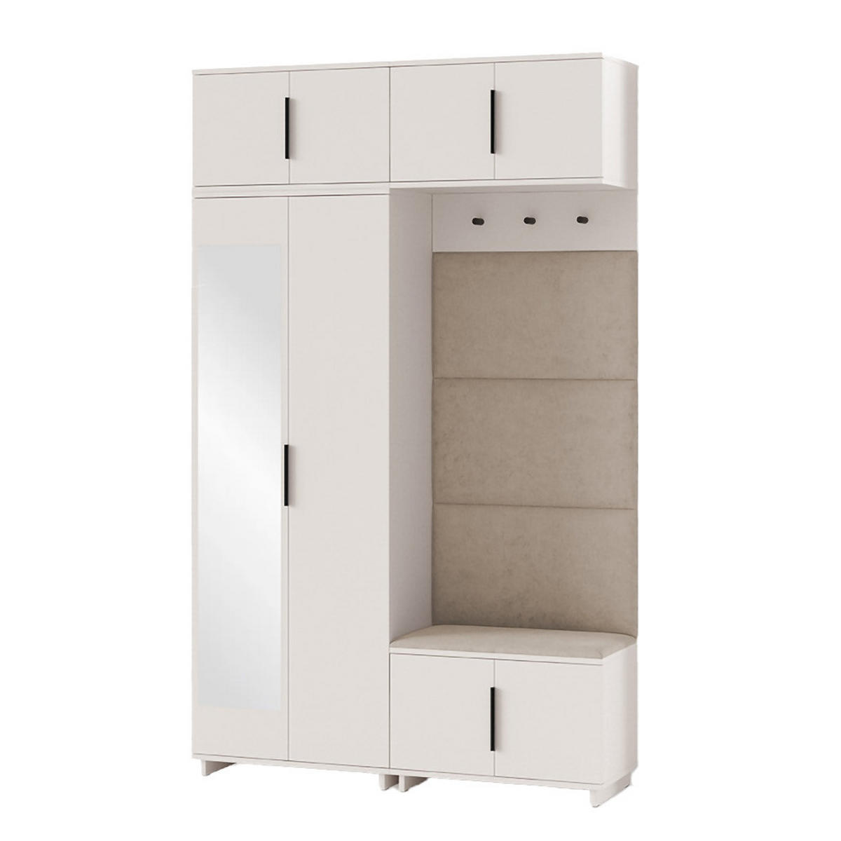 GARDEROBE NAPOLI 1 Kleiderschrank mit Polsterpaneelen BEIGE - Beige, Holzwerkstoff (140/229/40cm) - Jerpax