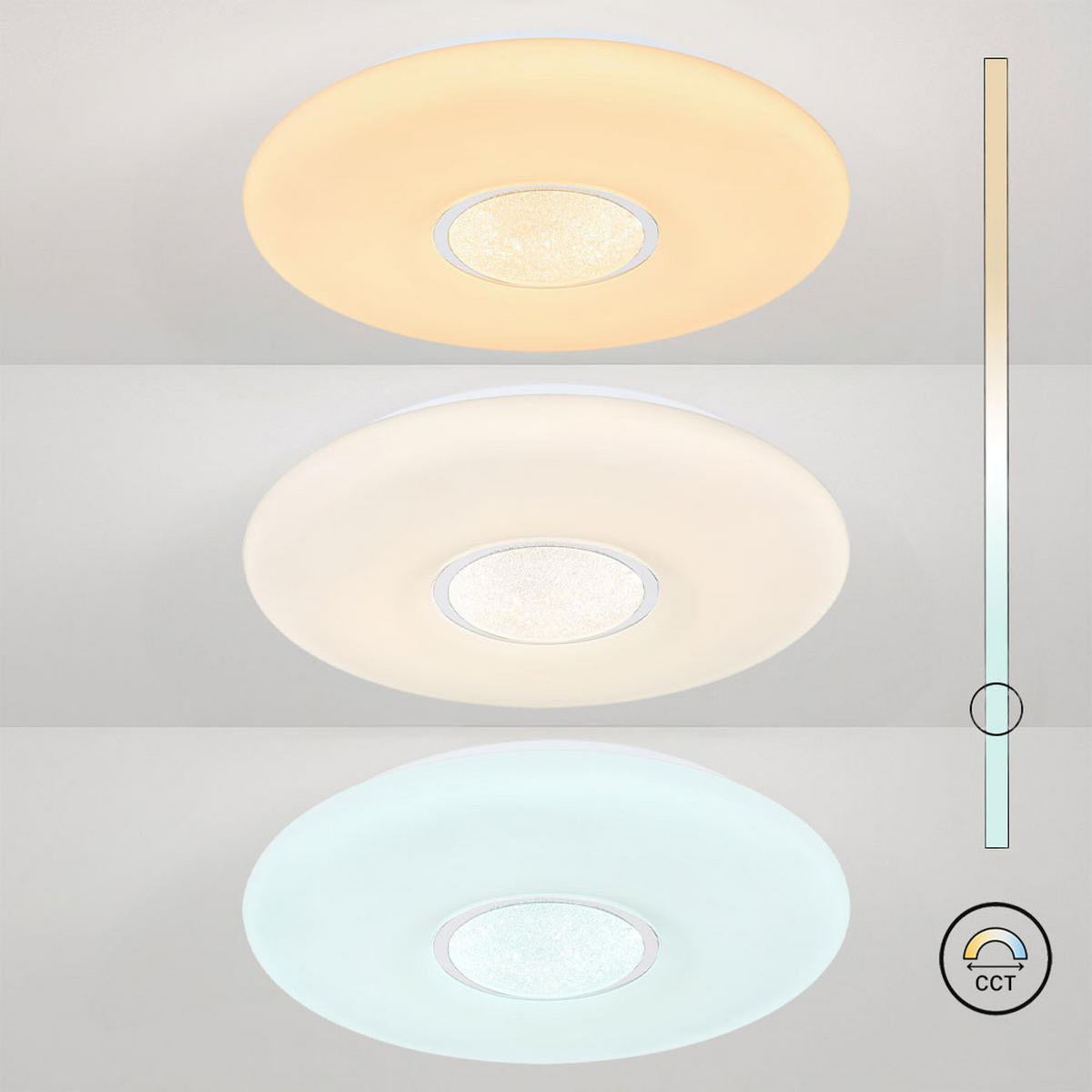 LED DECKENLEUCHTE Metall Weiß Opal - Weiß, Glas (51/51/7.5cm) - Globo Lighting