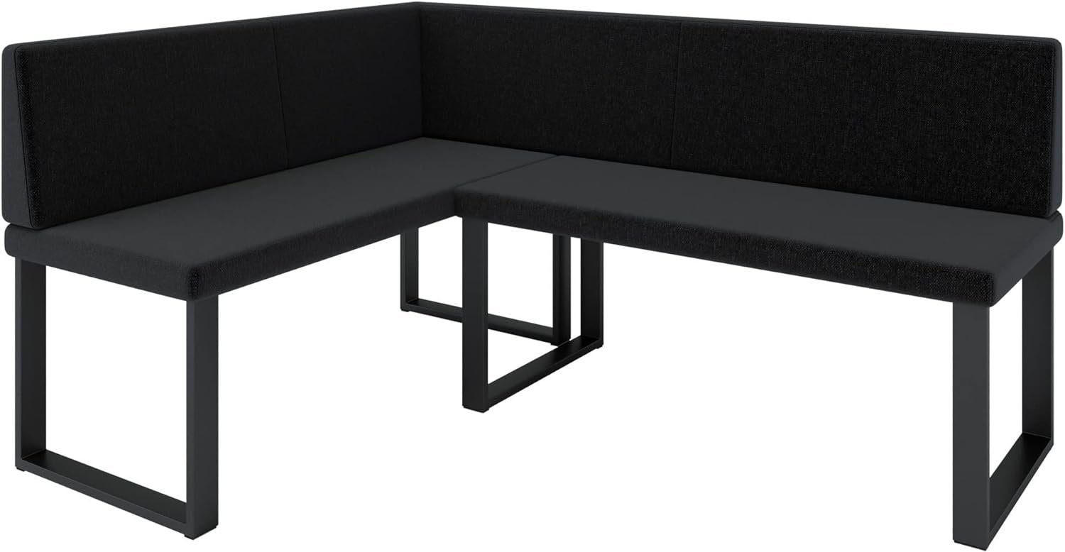 ECKBANK Alina - INARI-Stoff - 142 x 196 cm - Rechts - Schwarz - Schwarz, Textil/Metall (142/196cm) - AN-Moebel 4u