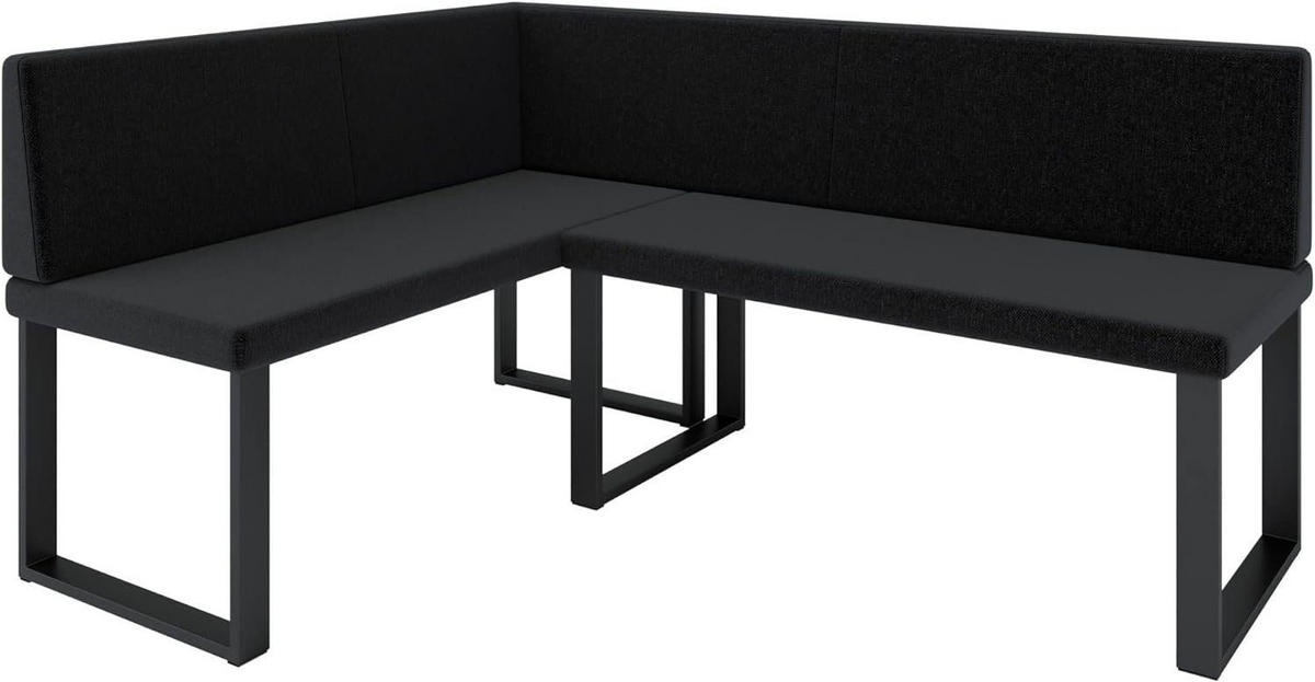 ECKBANK Alina - INARI-Stoff - 142 x 196 cm - Links - Schwarz - Schwarz, Textil/Metall (196/142cm) - AN-Moebel 4u