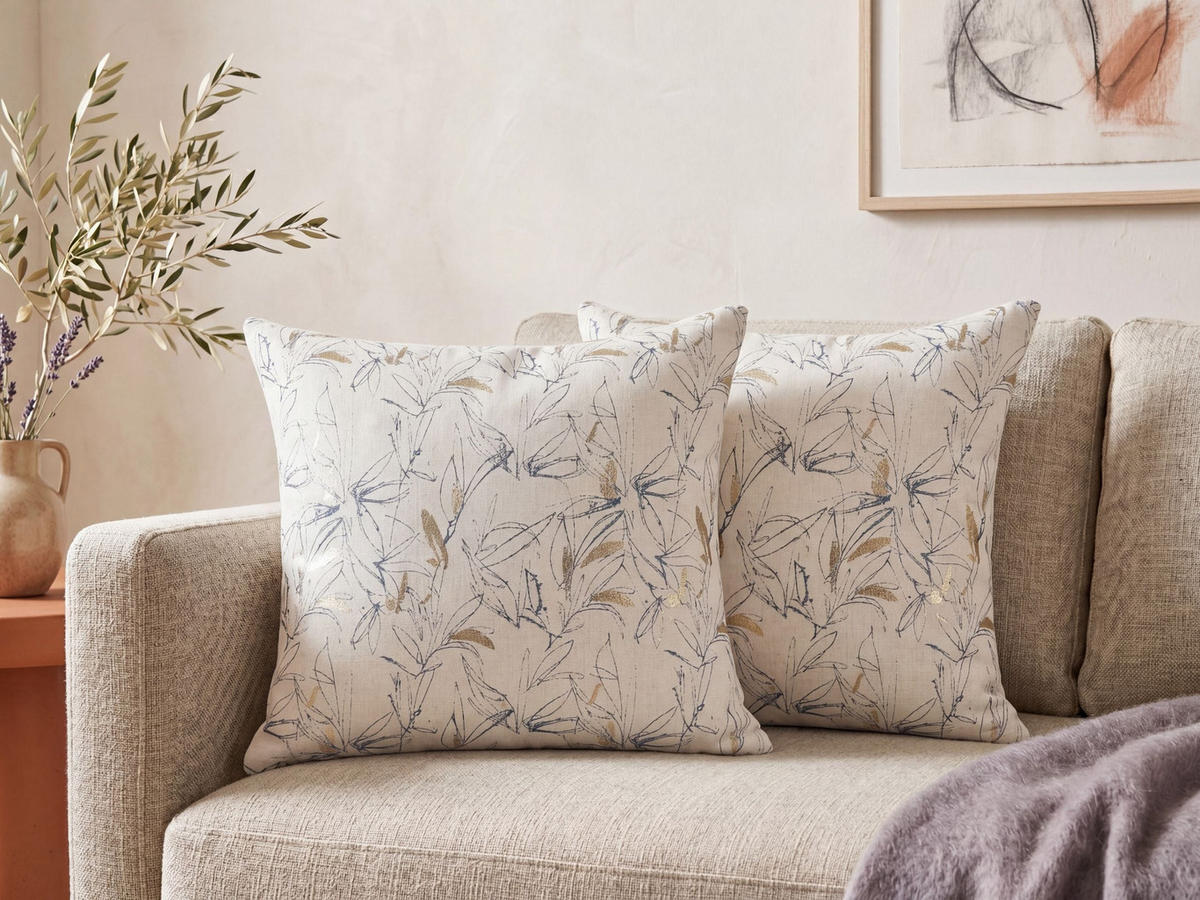 DEKOKISSEN 2er-Set Beige 45/45 cm Arbor - Beige, Textil (45/45cm) - Beliani