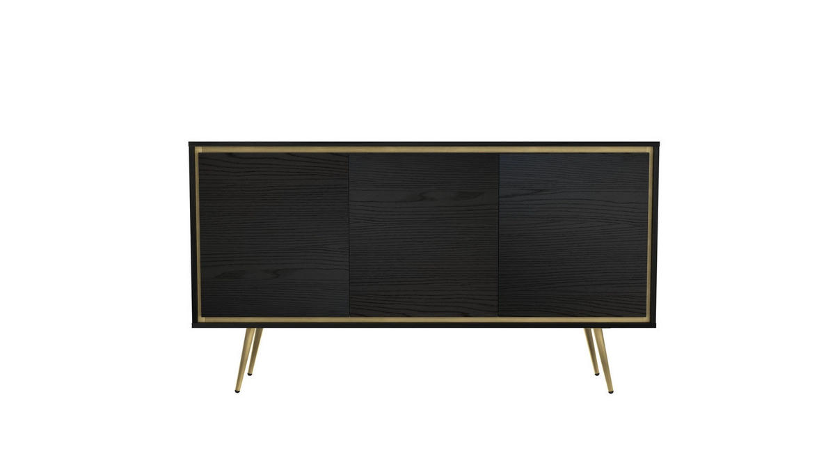 KOMMODE Tori 150 cm Black Graphite - Goldfarben/Schwarz, Holzwerkstoff/Metall (150/80/40cm) - Ravio