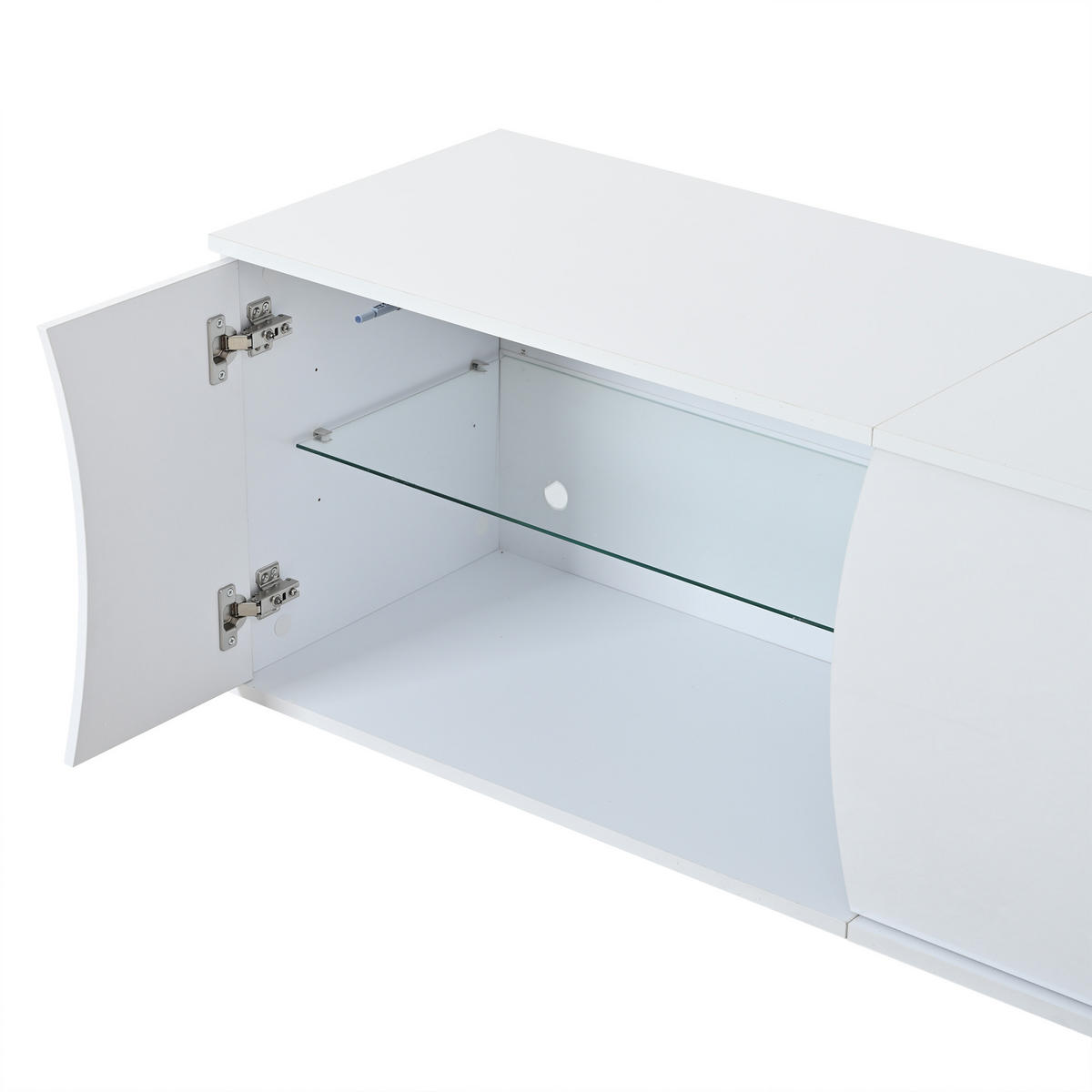 TV-SCHRANK weiß aus Spanplatte mit Hochglanzoberfläche und App-gesteuerter USB-LED 180 × 40 × 45 cm - Weiß, Holzwerkstoff (180/45/40cm) - Luhomfu