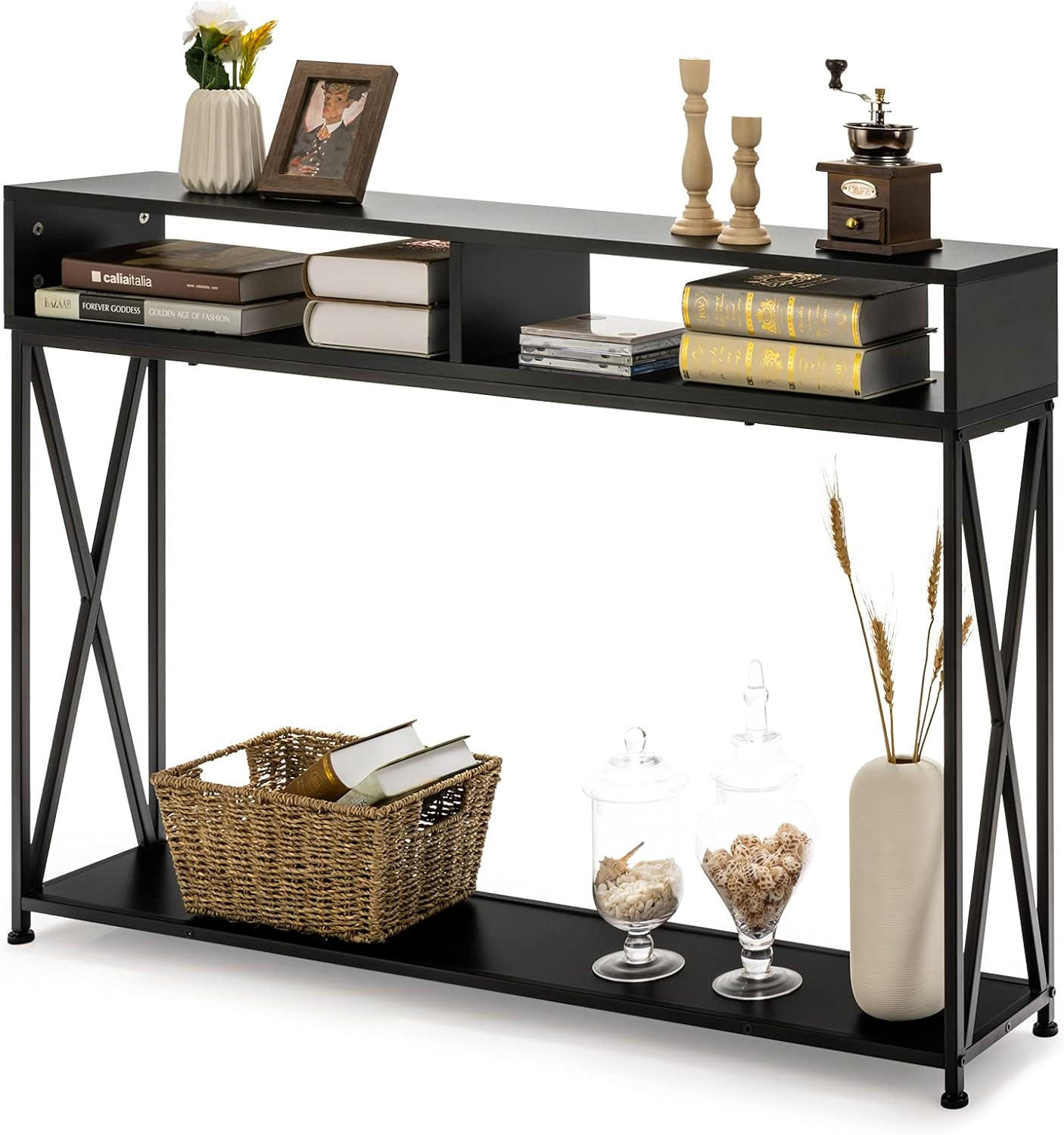 KONSOLENTISCH 79cm Schwarz - Schwarz, Holz (120/23/79cm) - COSTWAY