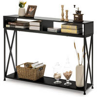 KONSOLENTISCH 79cm Schwarz - Schwarz, Holz (120/23/79cm) - COSTWAY