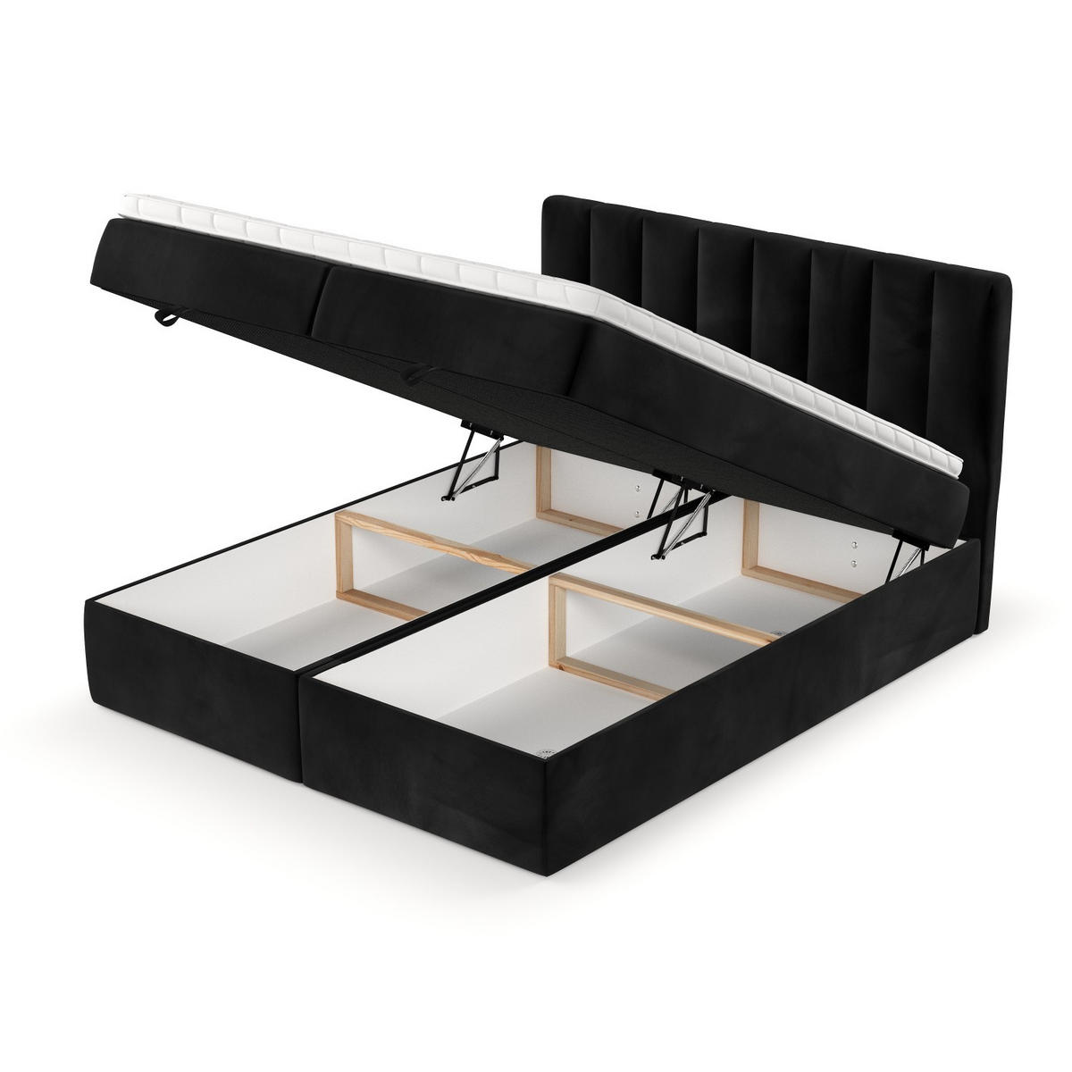 BOXBETT Lusso 180/200 cm Schwarz im Kronos Stoff - Schwarz, Holz/Holzwerkstoff (180/200cm) - AltaBeds