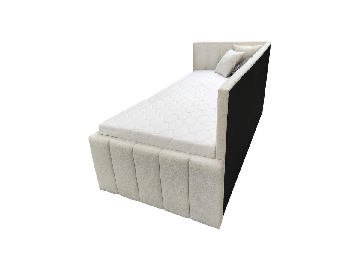 POLSTER-KINDERBETT LUKA 90x200 cm, links, mit Ausziehbett – Ecru - Ecru, Textil - KS Home Concept