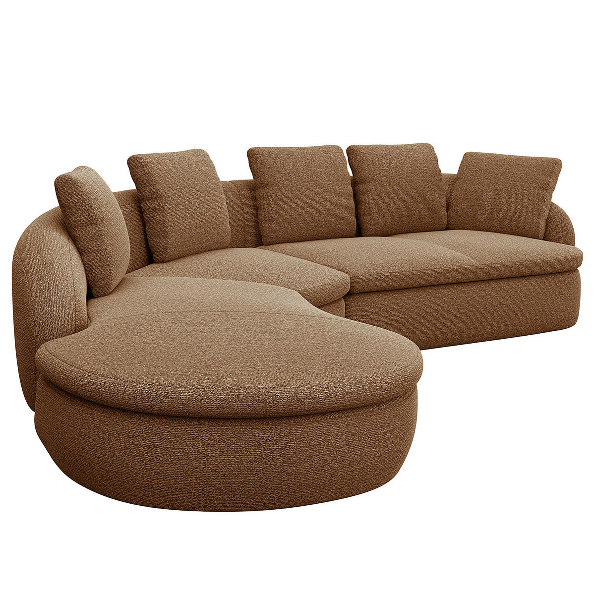 ECKSOFA mit Rundecke - Beige/Schwarz, Kunststoff/Textil (340/225cm) - home24