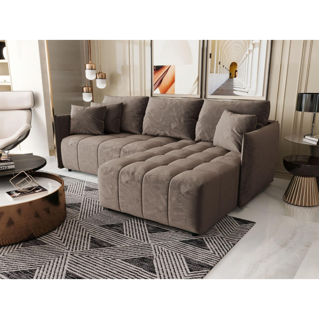 Thumbnail - Fun Möbel Ecksofa, Braun, Textil, Ottomane rechts, 245x185 cm, Wohnzimmer, Sofas & Couches, Wohnlandschaften, Ecksofas