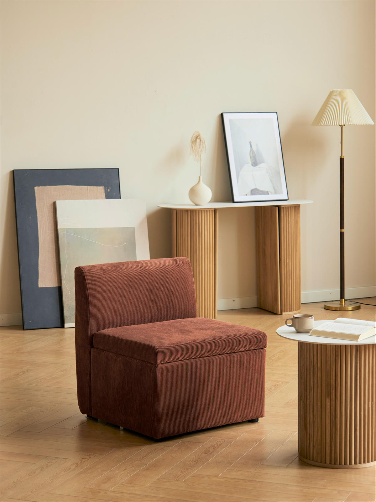 SOFA Samt Terracotta - Terra cotta, Textil (60/68/60cm) - Nordlys