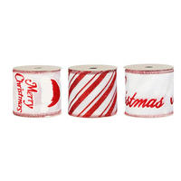 WEIHNACHTSWEIHNACHTSBÄNDER 3er-Set bedruckt rot-weiß 6,5 cm × 270 cm - Rot/Weiß, Kunststoff (6.5/6.5/270cm) - LAALU