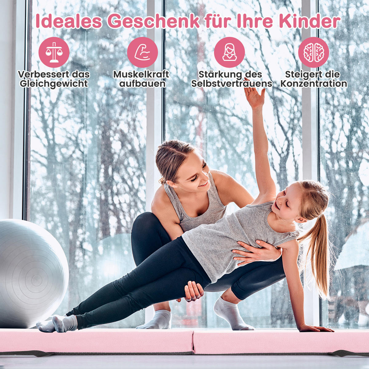 SCHWEBEBALKEN Rosa - Pink, Textil (15/210cm) - COSTWAY